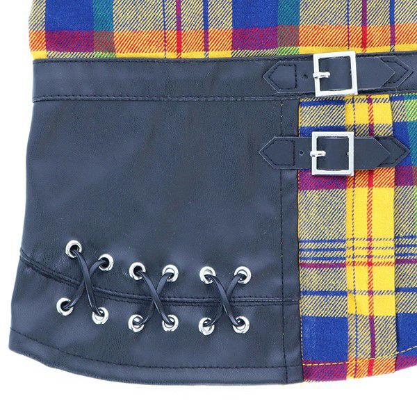 ANNA SUI チェック柄フェイクレザーワンピース