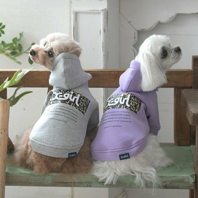 AVIREX、エックスガールグレー犬服 Mサイズフード付き AVIREX